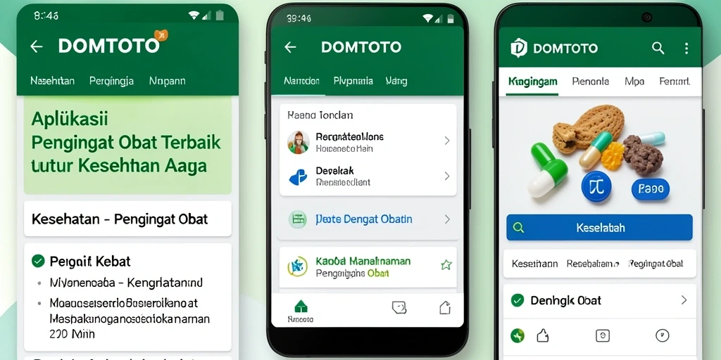 Tampilan antarmuka aplikasi DOMTOTO yang menyajikan jadwal obat.