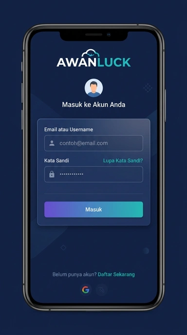Tampilan halaman login awanluck